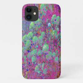 Capa Para iPhone 11 Jardim Magenta com Flores de Hortênsia Aqua