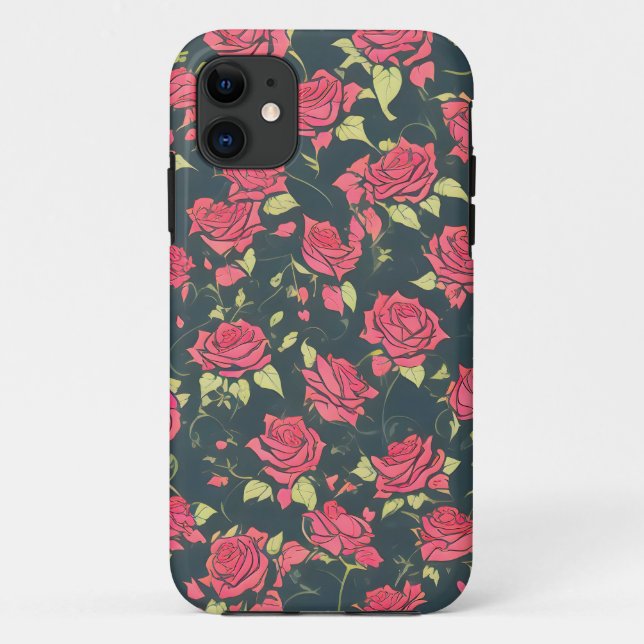 Capa Para iPhone 11 Jardim Romântico de Rosa (Verso)