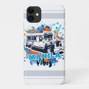 Capa Para iPhone 11 Jeepney Manila Vibes Blue Orange