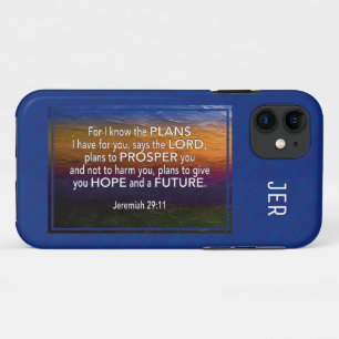 Capa Para iPhone 11 Jeremiah 29:11   CONHEÇO OS PLANOS Bíblia AZUL