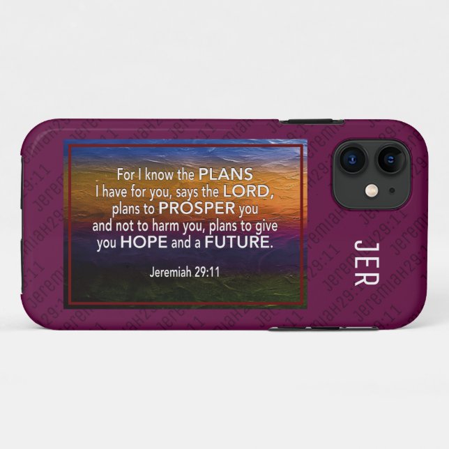 Capa Para iPhone 11 Jeremiah 29:11 | PORQUE CONHEÇO OS PLANOS DE Burgu (Verso (horizontal))