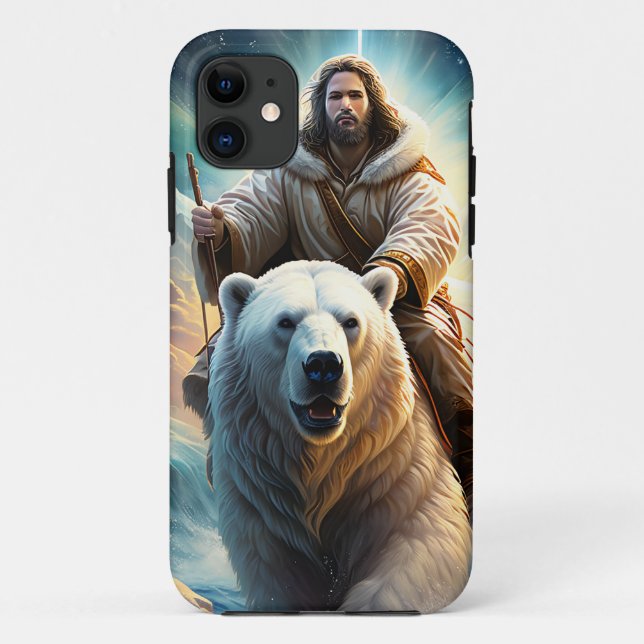 Capa Para iPhone 11 Jesus em um urso polar (Verso)