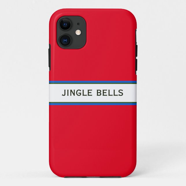 Capa Para iPhone 11 JINGLE BELLS Festivo Moderno Vermelho Bandeiras (Verso)