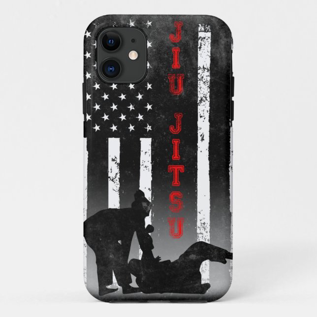 Capa Para iPhone 11 Jiu Jitsu American Flag Black (Verso)