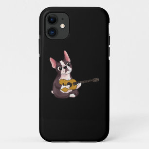 Capa Para iPhone 11 Jogando Presente de Bulldog do Guitarista Francês