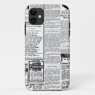Capa Para iPhone 11 Jornal preto & branco velho, anúncio retro do