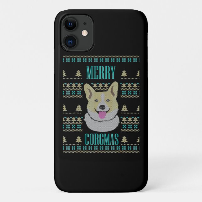 Capa Para iPhone 11 Joyeux Corgmas Ugly Christmas Corgi (Verso)