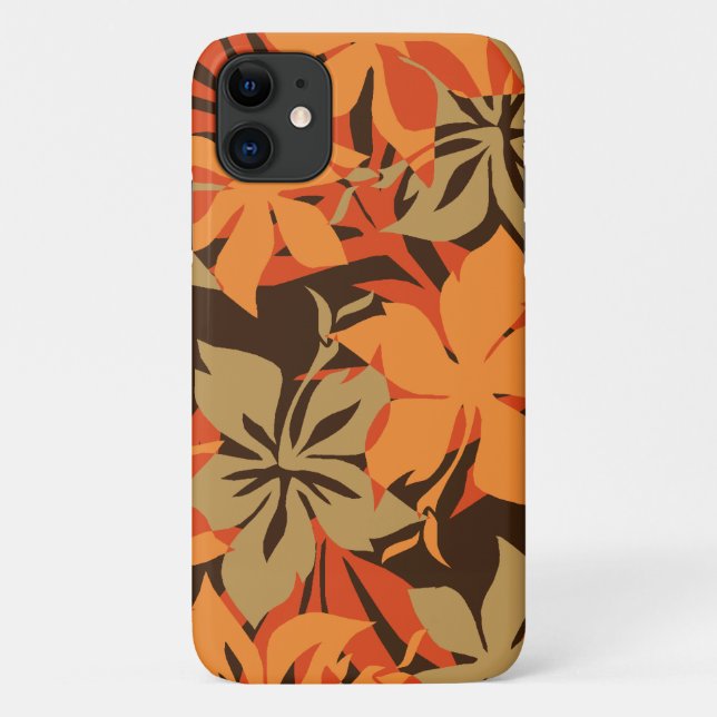 Capa Para iPhone 11 Kaanapali Camo Hawaicus Hibiscus Orange (Verso)