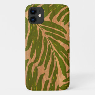 Capa Para iPhone 11 Kahanu Hawaiian Palm Faux Wood em Verde