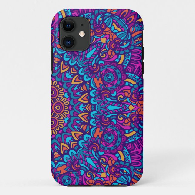 Capa Para iPhone 11 Kaleidoscope Roxo Mandala Padrão (Verso)