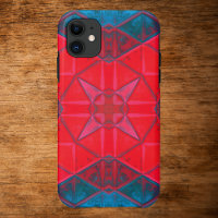 Kaleidoscópio Quadrado Vermelho e Azul