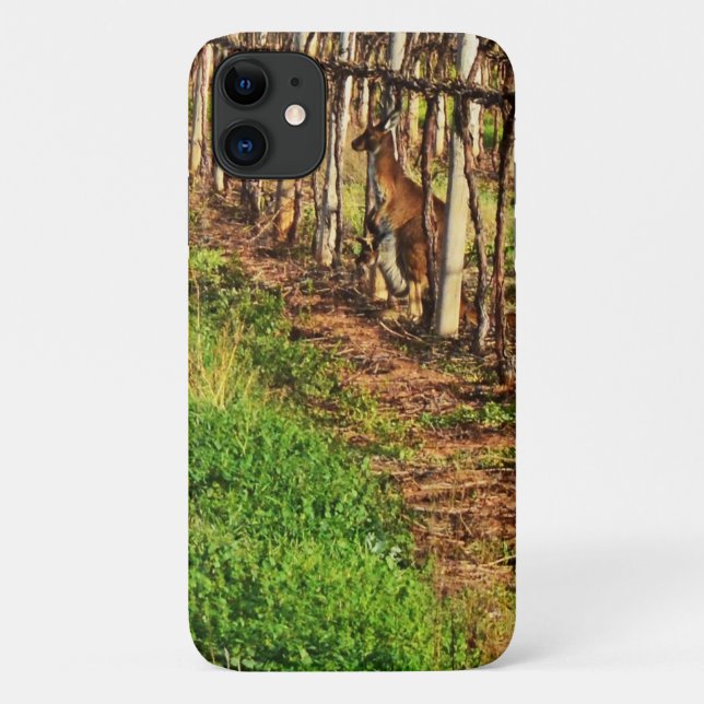 Capa Para iPhone 11 Kangaroo E Joey Em Vinhas De Uva, (Verso)