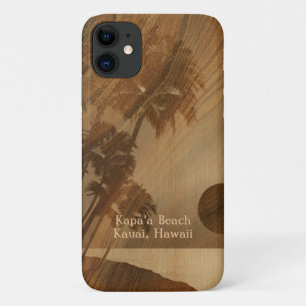 Capa Para iPhone 11 Kapaa Sunset Havaiano Faux Koa Wood
