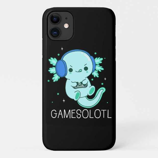Capa Para iPhone 11 Kawaii Gamesolotl Axolotl Gamer (Verso)