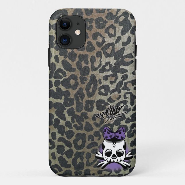 Capa Para iPhone 11 Khaki Leopard Dokuro-Chan (Verso)