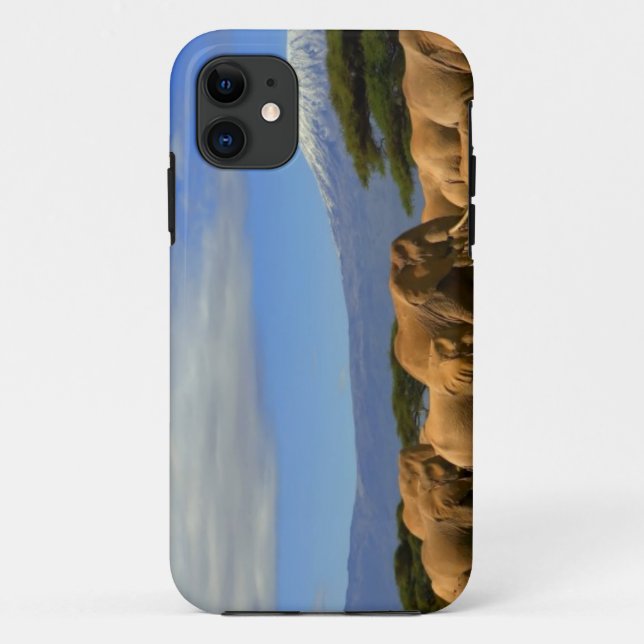 Capa Para iPhone 11 Kilimanjaro e elefantes (Verso)