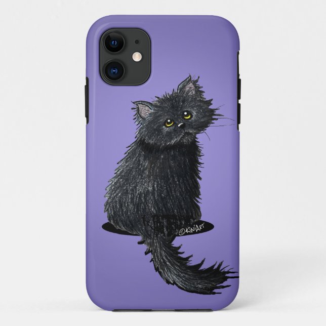 Capa Para iPhone 11 KiniArt Black Persian Cat (Verso)