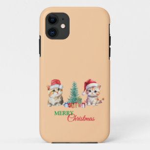 Capa Para iPhone 11 Kitten Cat Papais noeis Red Green Felry Festa de N