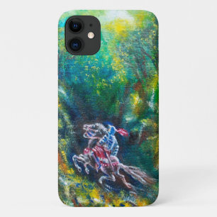 CAPA PARA iPhone 11 KNIGHT LANCELOT, HORSE ANDANDO NA FLORESTA VERDE