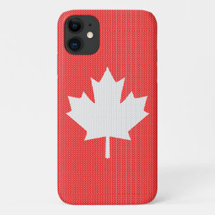 Capa Para iPhone 11 Knit Style Maple Leaf Knitting Motif