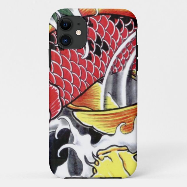 Capa Para iPhone 11 Koi Fish - design de tatuagem japonesa (Verso)