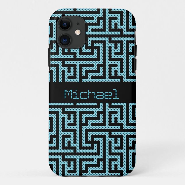 Capa Para iPhone 11 Labirinto Azul e Preto (Verso)