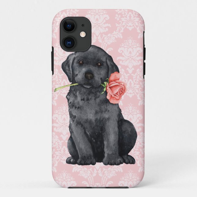 Capa Para iPhone 11 Laboratório do preto do rosa dos namorados (Verso)