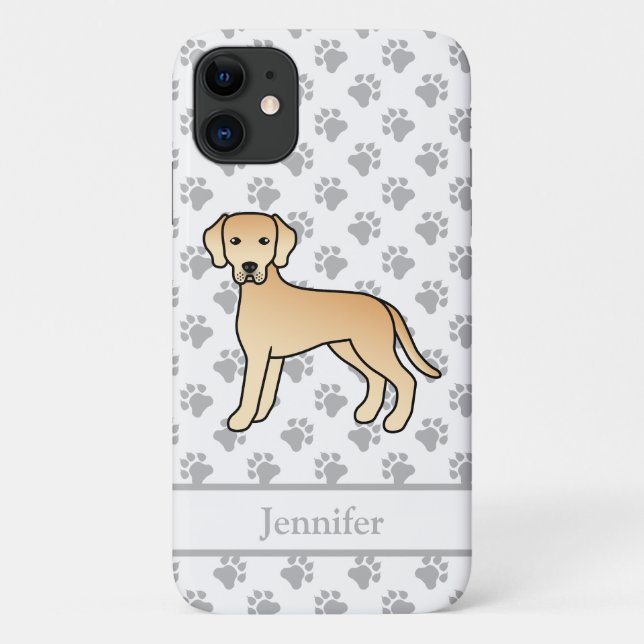 Capa Para iPhone 11 Labrador Amarelo - Cão e nome do desenho animado b (Verso)