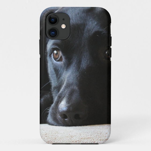 Capa Para iPhone 11 Labrador preto (Verso)