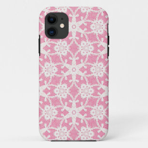 Capa Para iPhone 11 Lace antigo - branco e rosa rosa