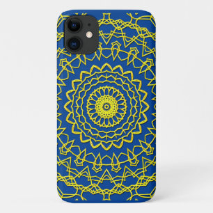 Capa Para iPhone 11 Lacy Dourado Color Circular Design no azul escuro
