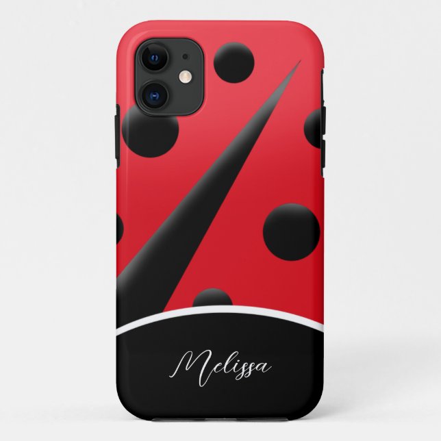 Capa Para iPhone 11 Ladybug Red e Black Modern Ladybugs (Verso)