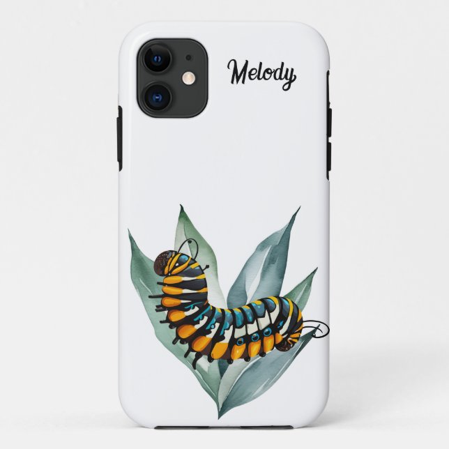 Capa Para iPhone 11 Lagarta Monarca Personalizável  (Verso)