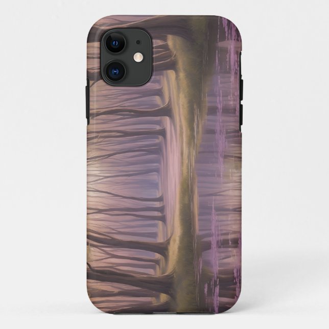 Capa Para iPhone 11 Lago Serene E Flores Selvagens Em Molho (Verso)