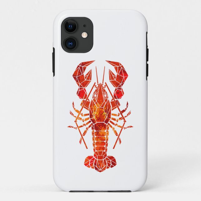 Capa Para iPhone 11 Lagosta poligonal vermelha (Verso)