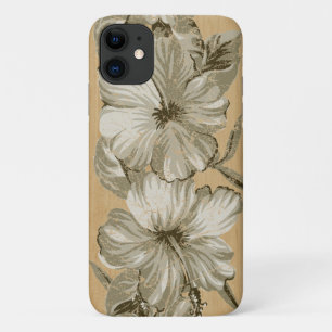 Capa Para iPhone 11 Lanai Hawaiian Hibiscus Faux Wood