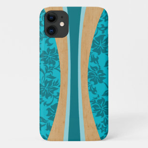 Capa Para iPhone 11 Laniakea Hawaiian Faux Wood Surfboard Teal