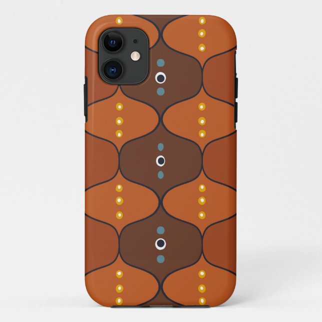 Capa Para iPhone 11 Laranja De Onda Retroativa (Verso)