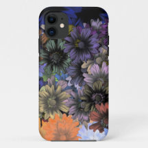 Laranja e azul floral