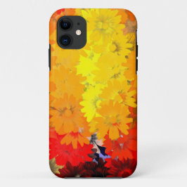 Capa Para iPhone 11 Laranja e floral amarelo