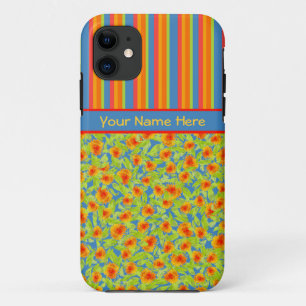 Capa Para iPhone 11 Laranja Marigolds, Stripes iPhone 5/5s Caso