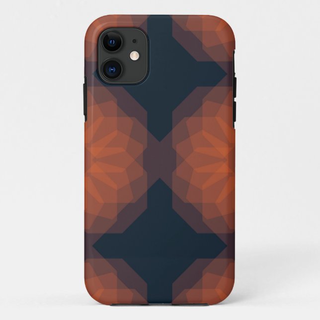 Capa Para iPhone 11 Laranja, moderna abstração geométrica das flores (Verso)