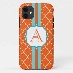 Capa Para iPhone 11 Laranja Monograma Telefone 5 Caso