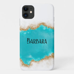 Capa Para iPhone 11 Largura Dourada e Teal Personalizada