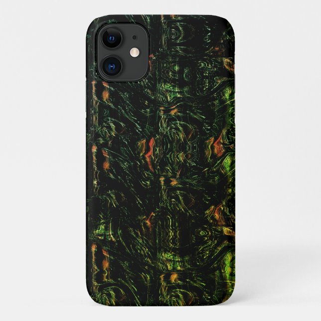 Capa Para iPhone 11 Latido de árvore sob vidro martelado verde (Verso)