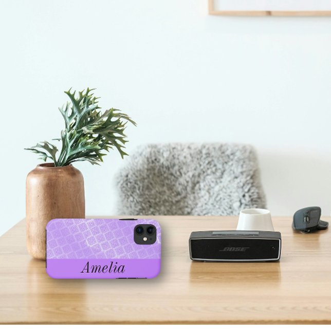 Capa Para iPhone 11 Latite de folhas roxas brilhante (Criador carregado)