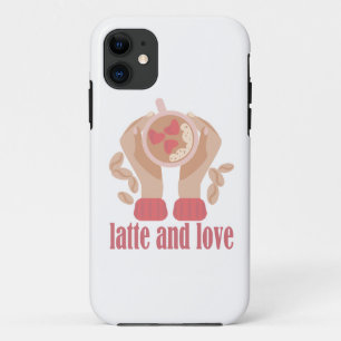 Capa Para iPhone 11 Latite e xícara de amor, mãos e café