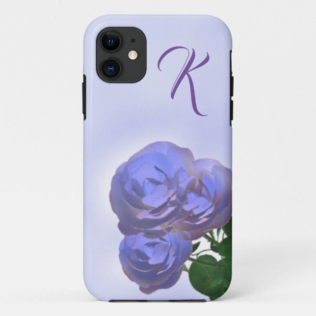 Capa Para iPhone 11 Lavanda de Rosa monograma (Verso)