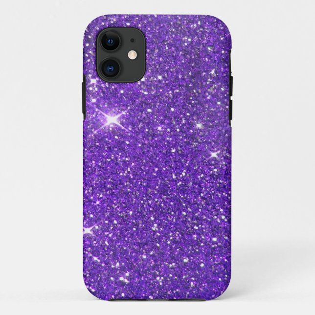 Capa Para iPhone 11 Lavanda de Trendy Roxo Glitter Glitz (Verso)