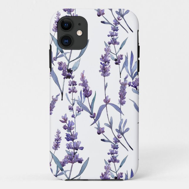 Capa Para iPhone 11 Lavanda Floral em Branco (Verso)
